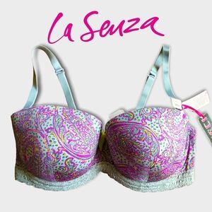 🥑RARE NWT La Senza Multiway Push-up Paisley Underwire Bra Pushup Strapless Bra